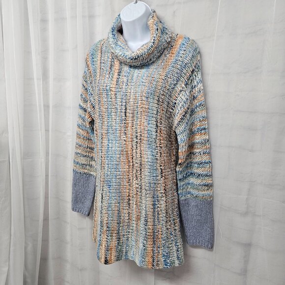 NWT Blue Peach Turtleneck Tunic Sweater Stripes Boho Rag Granola M - Picture 5 of 10